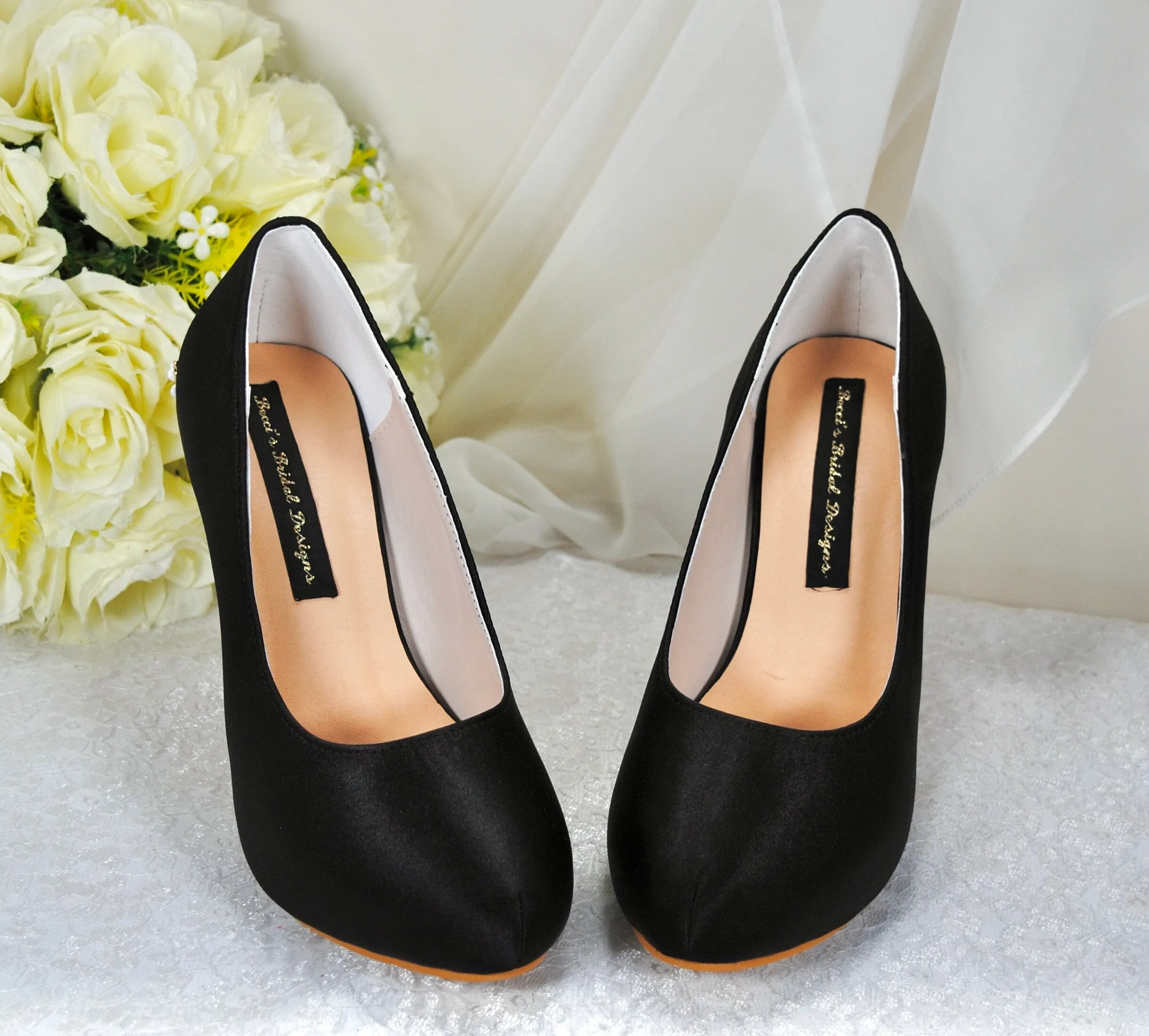 Classic Satin Round Toe Court Shoes