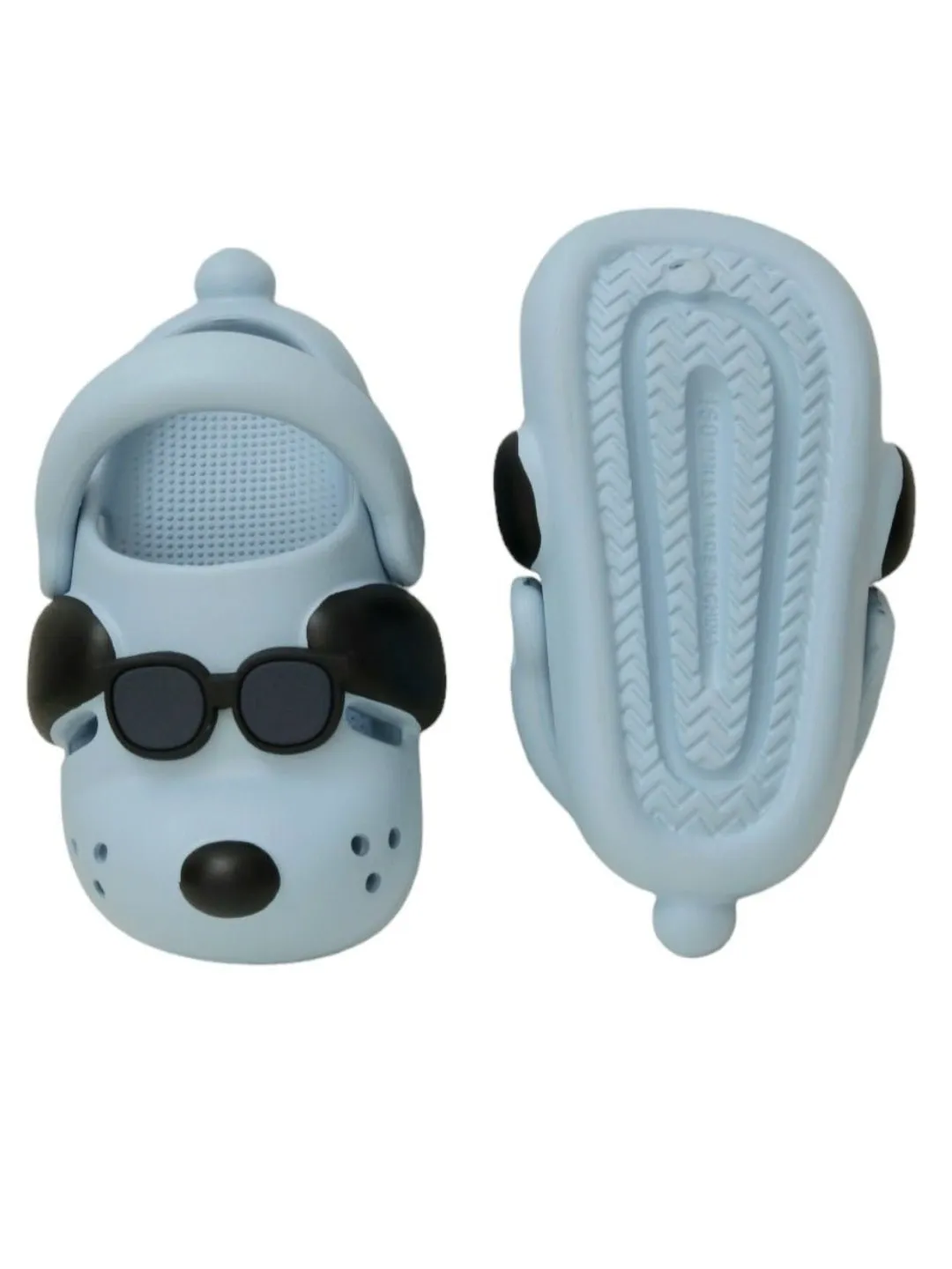 Cool Boy's Clogs - Stylish Sky Blue with Sunglasses Puppy Design