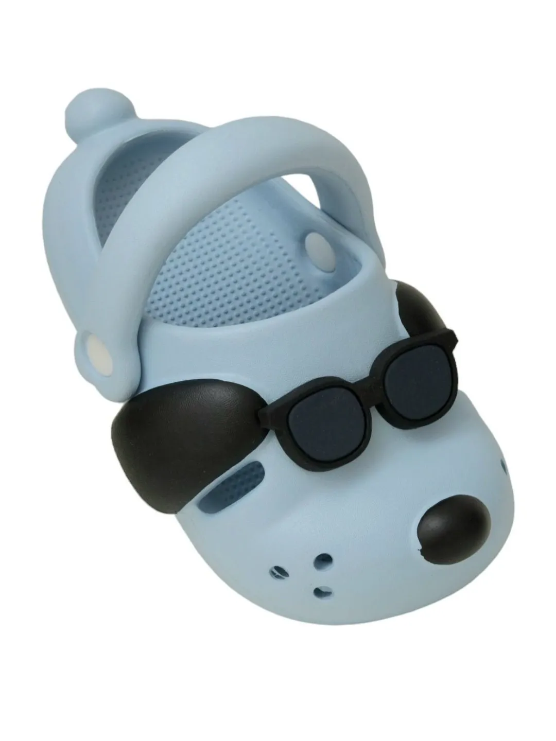Cool Boy's Clogs - Stylish Sky Blue with Sunglasses Puppy Design