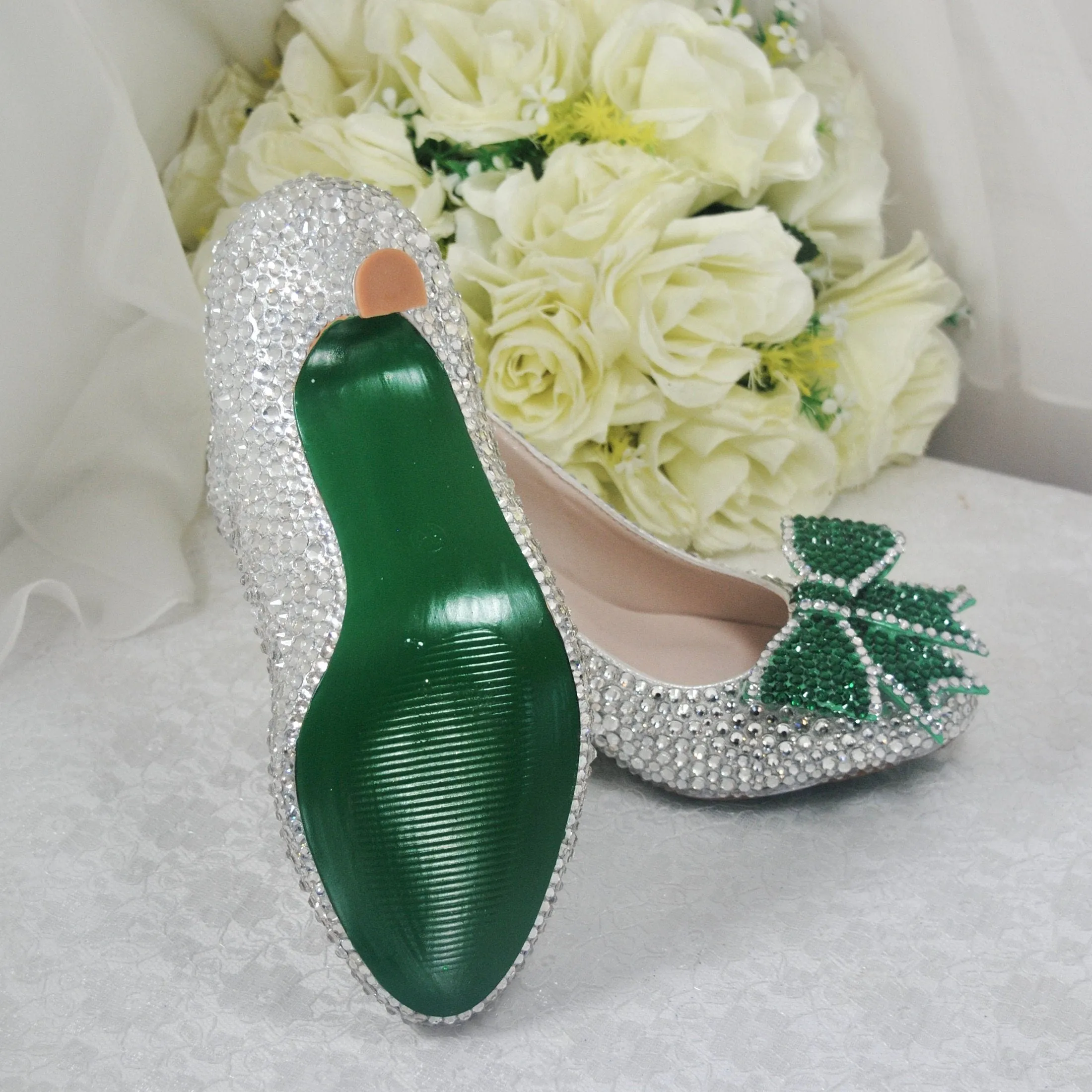 Crystal Bridal Shoes with Bow