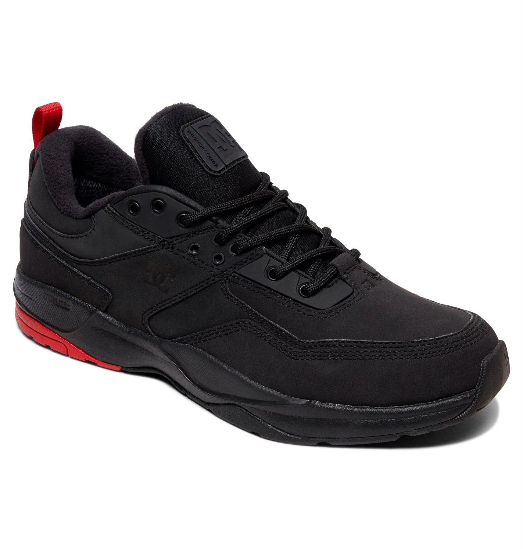 DC Shoes Mens E.Tribeka Winterised Leather Shoes In Black/Black/Red