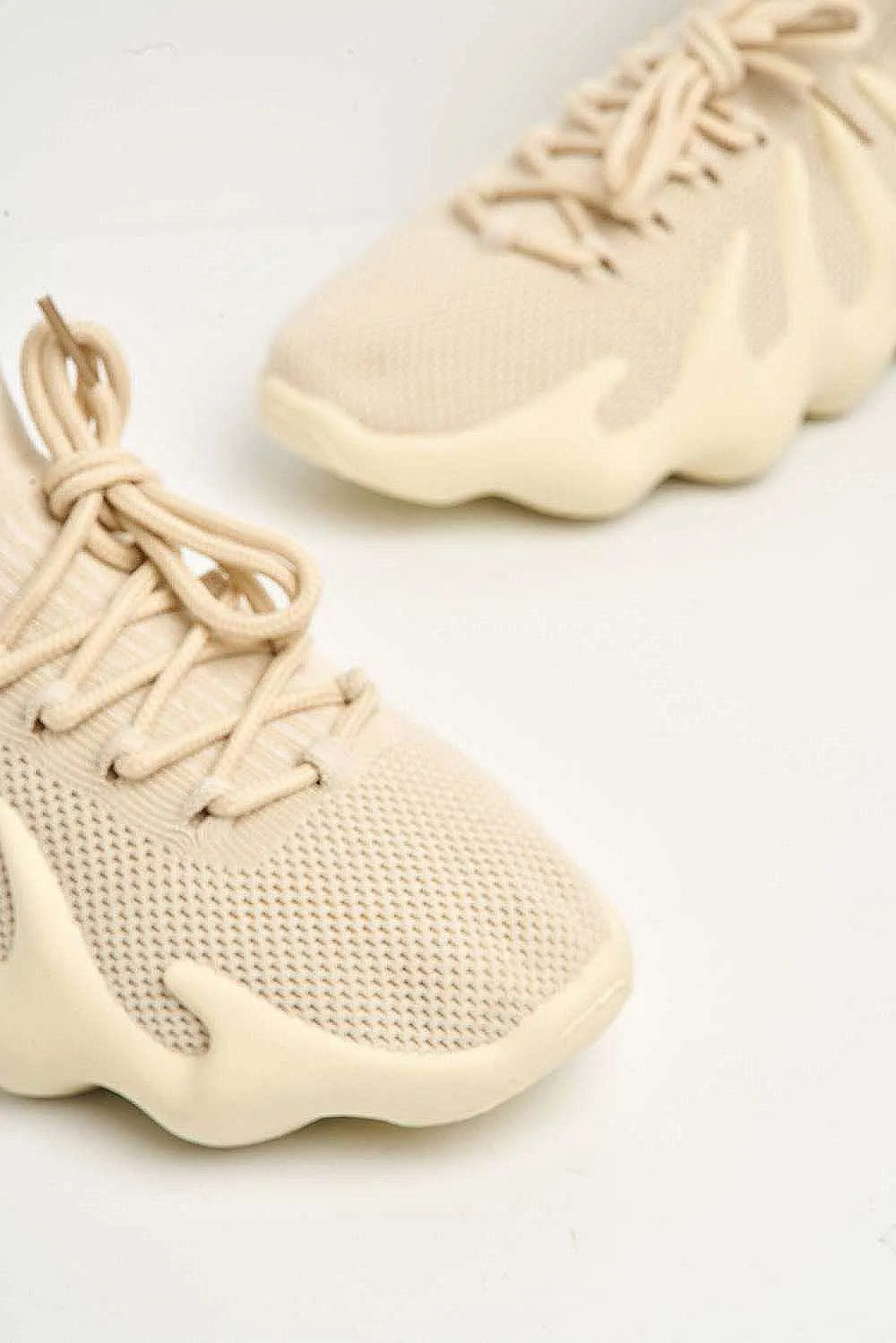 Desirae Structured Sole Lace-up Trainers in Bone