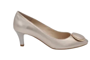 Emis Pale Gold Mid Heel Shoe with Button