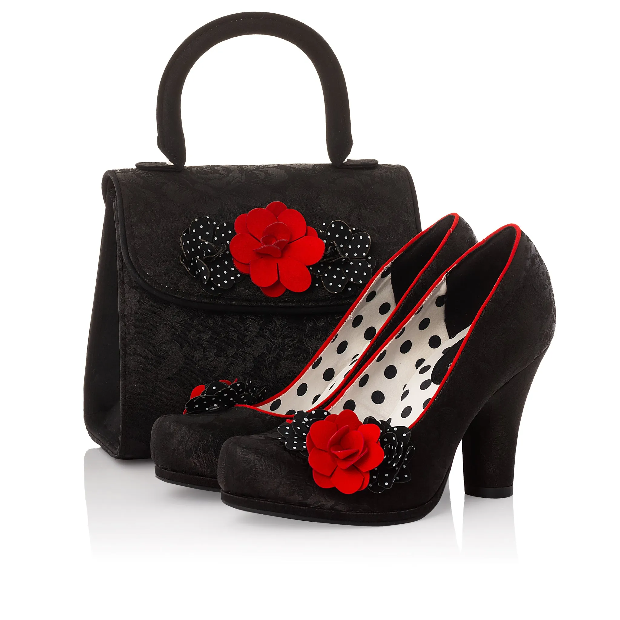 Eva Noir Red High Cut Court Shoe by Ruby Shoo
