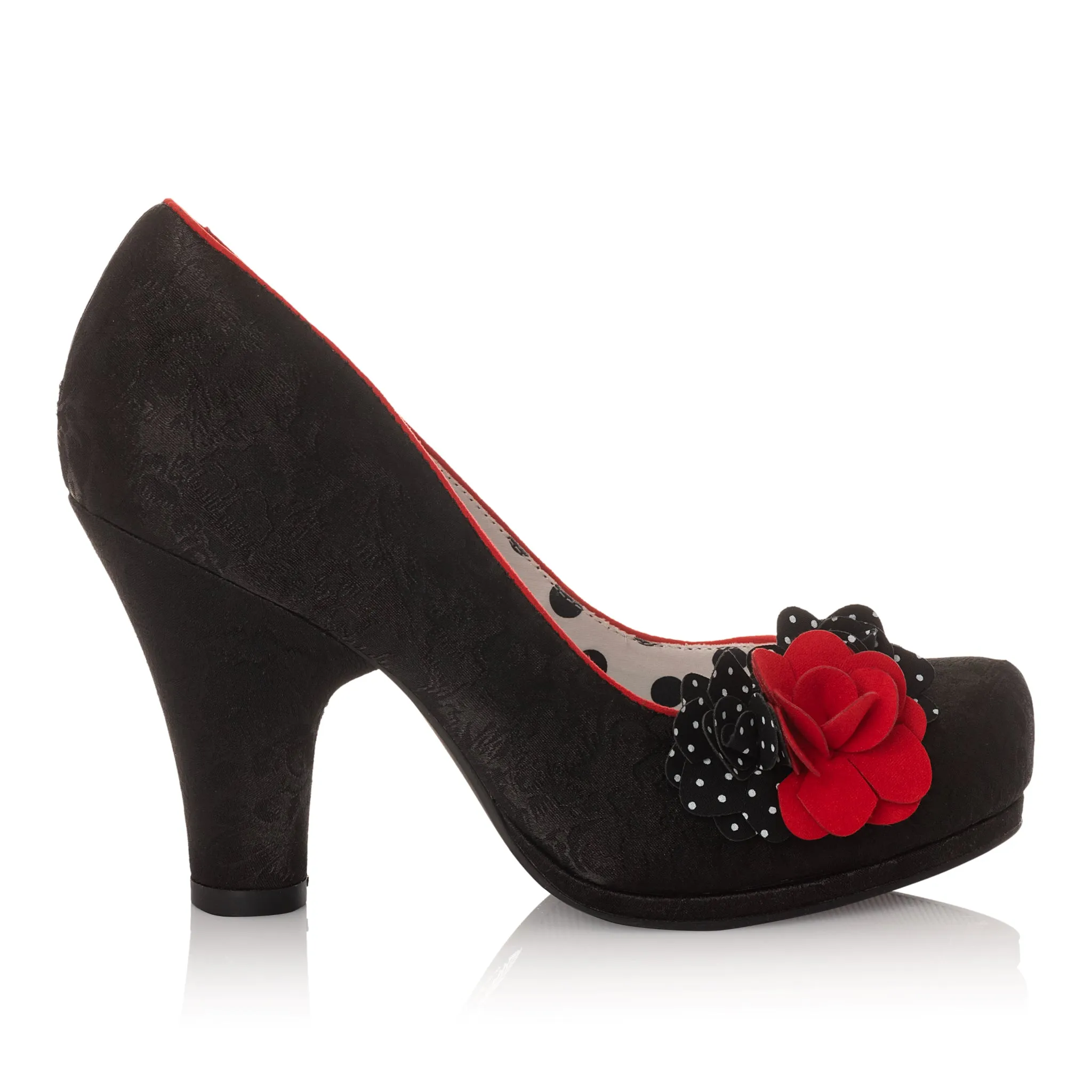 Eva Noir Red High Cut Court Shoe by Ruby Shoo