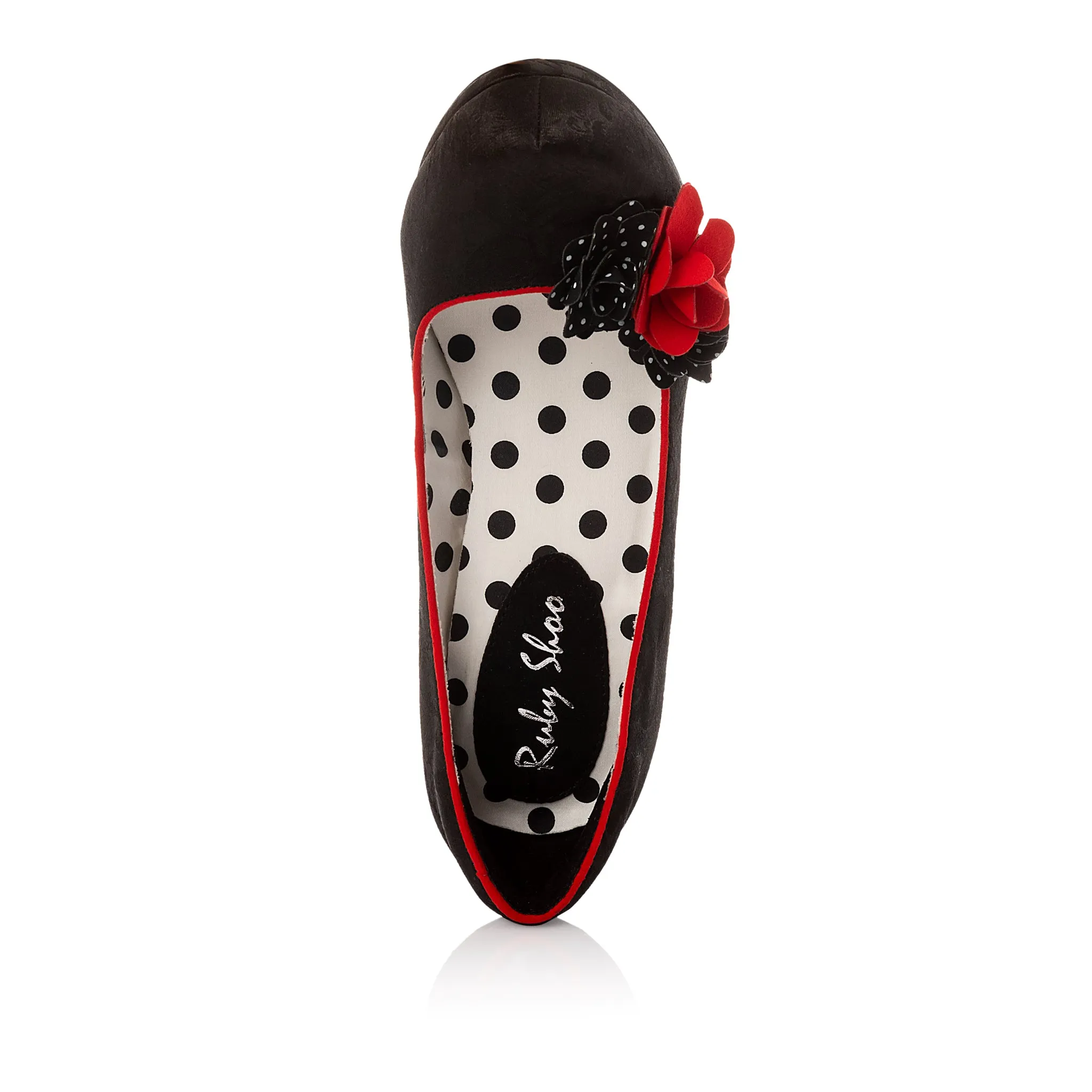 Eva Noir Red High Cut Court Shoe by Ruby Shoo