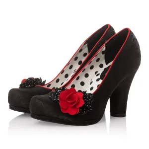 Eva Noir Red High Cut Court Shoe by Ruby Shoo