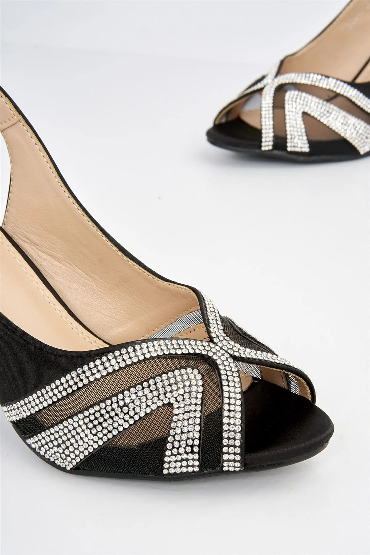 Farah Diamante Cut-out Heel in Black
