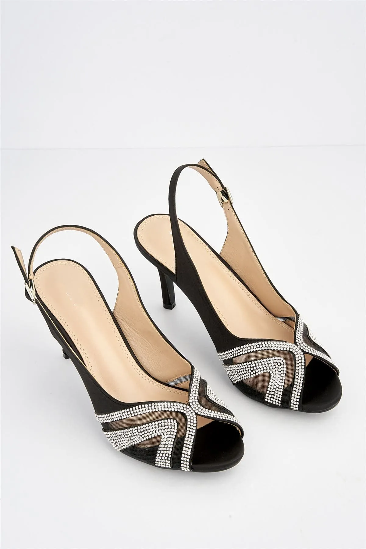 Farah Diamante Cut-out Heel in Black