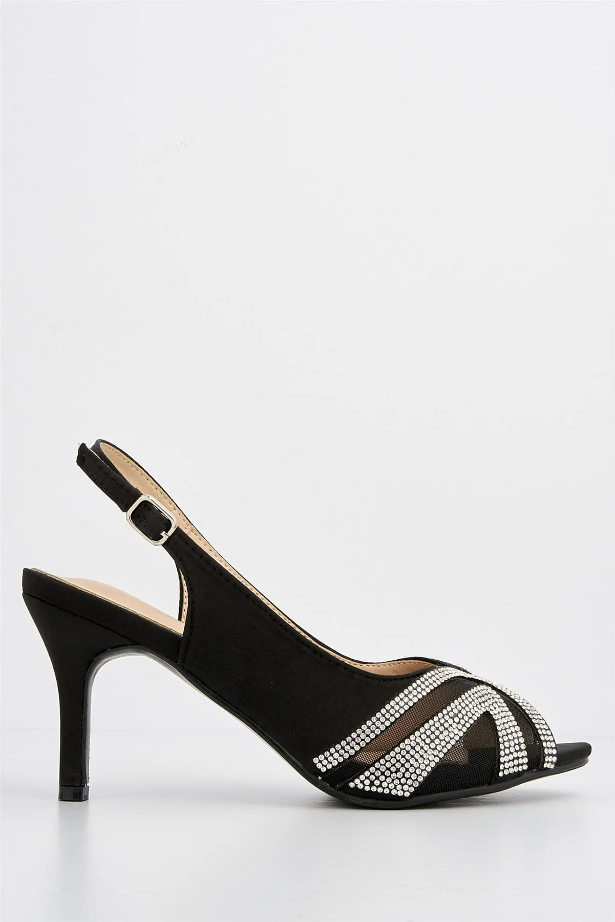 Farah Diamante Cut-out Heel in Black