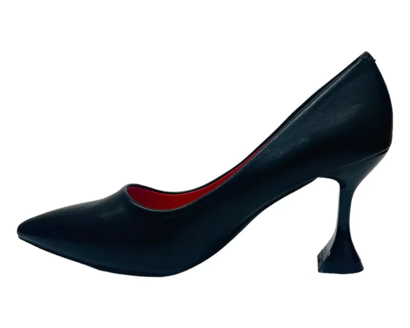 Faux Leather Spool Heel Court Shoes
