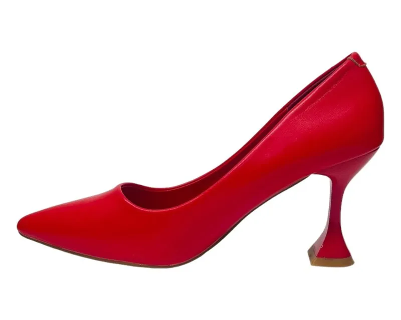 Faux Leather Spool Heel Court Shoes