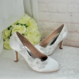 Flora -  Floral Beading with Round Toe and 3 inch heel