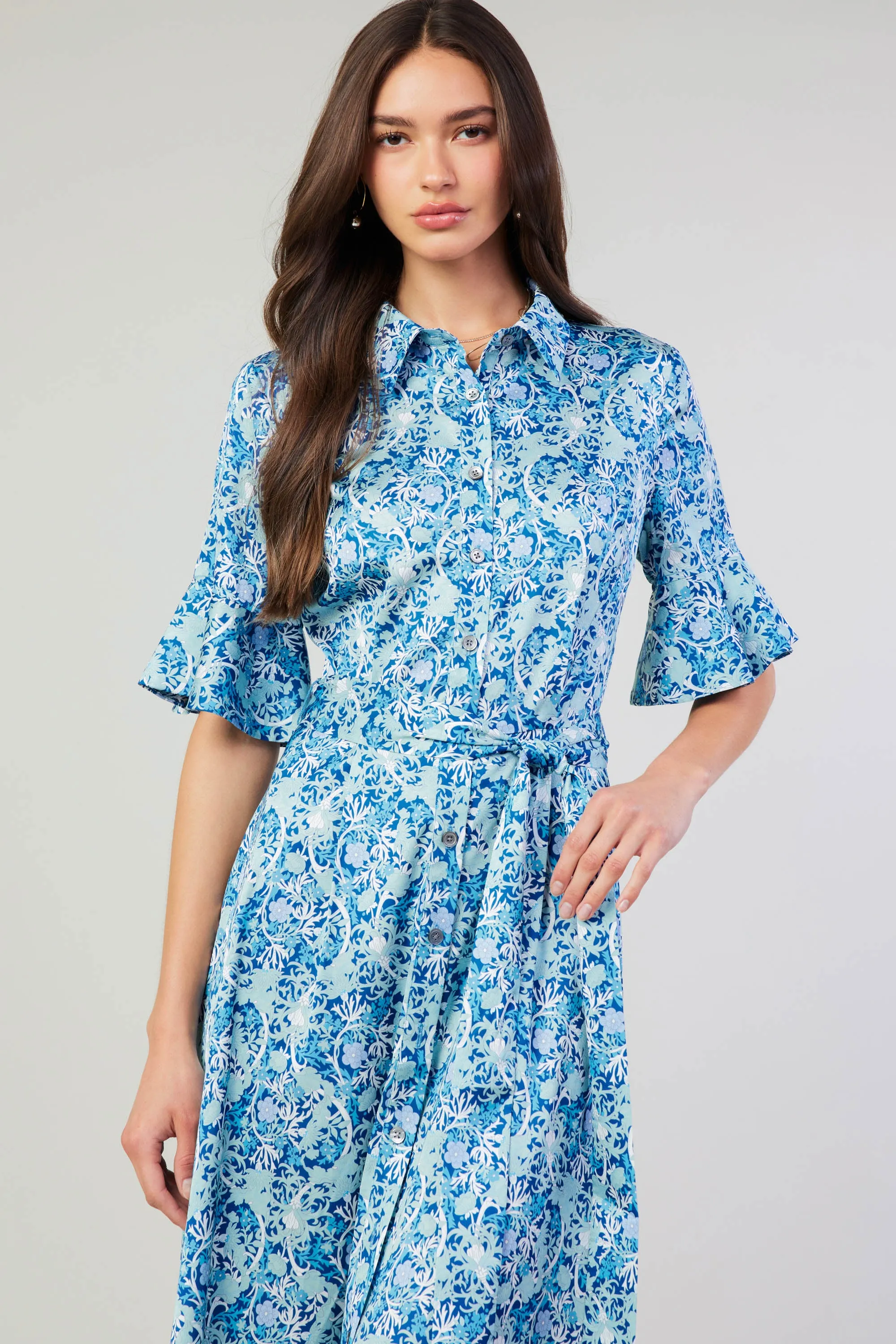 Floral Buttondown Shirt Dress