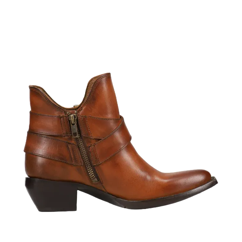 Frye Ladies Sacha Multi Strap Caramel Leather Booties FR41351-CARA