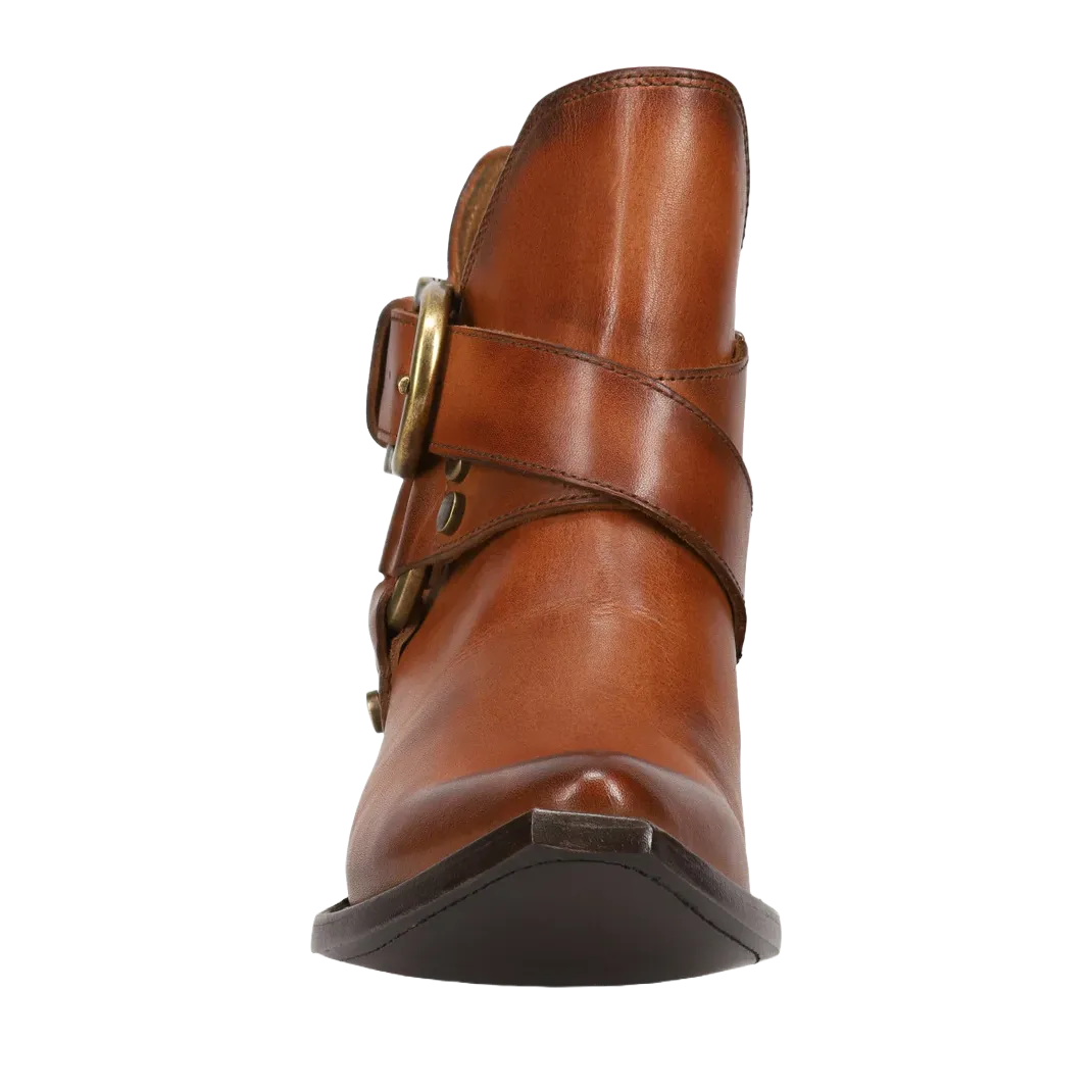 Frye Ladies Sacha Multi Strap Caramel Leather Booties FR41351-CARA