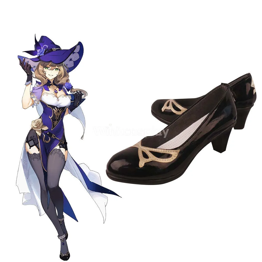 Genshin Impact Lisa Black Cosplay Shoes