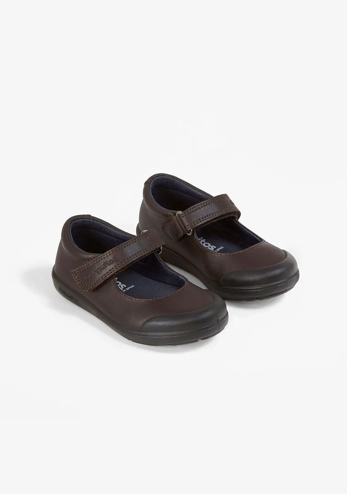 Girl's Brown Washable Leather School Shoes