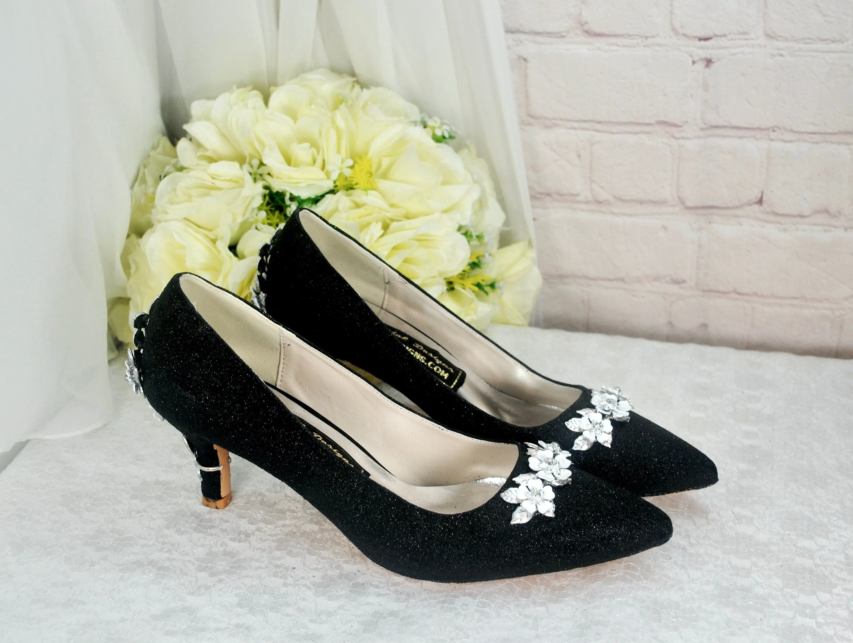 Glitter Shimmer Low Kitten Heel Bridal Pump