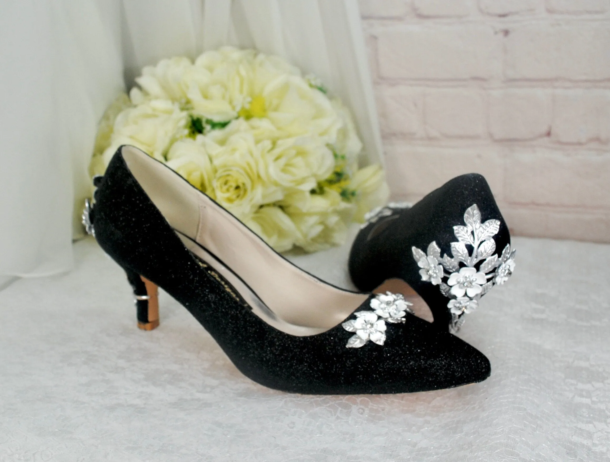 Glitter Shimmer Low Kitten Heel Bridal Pump