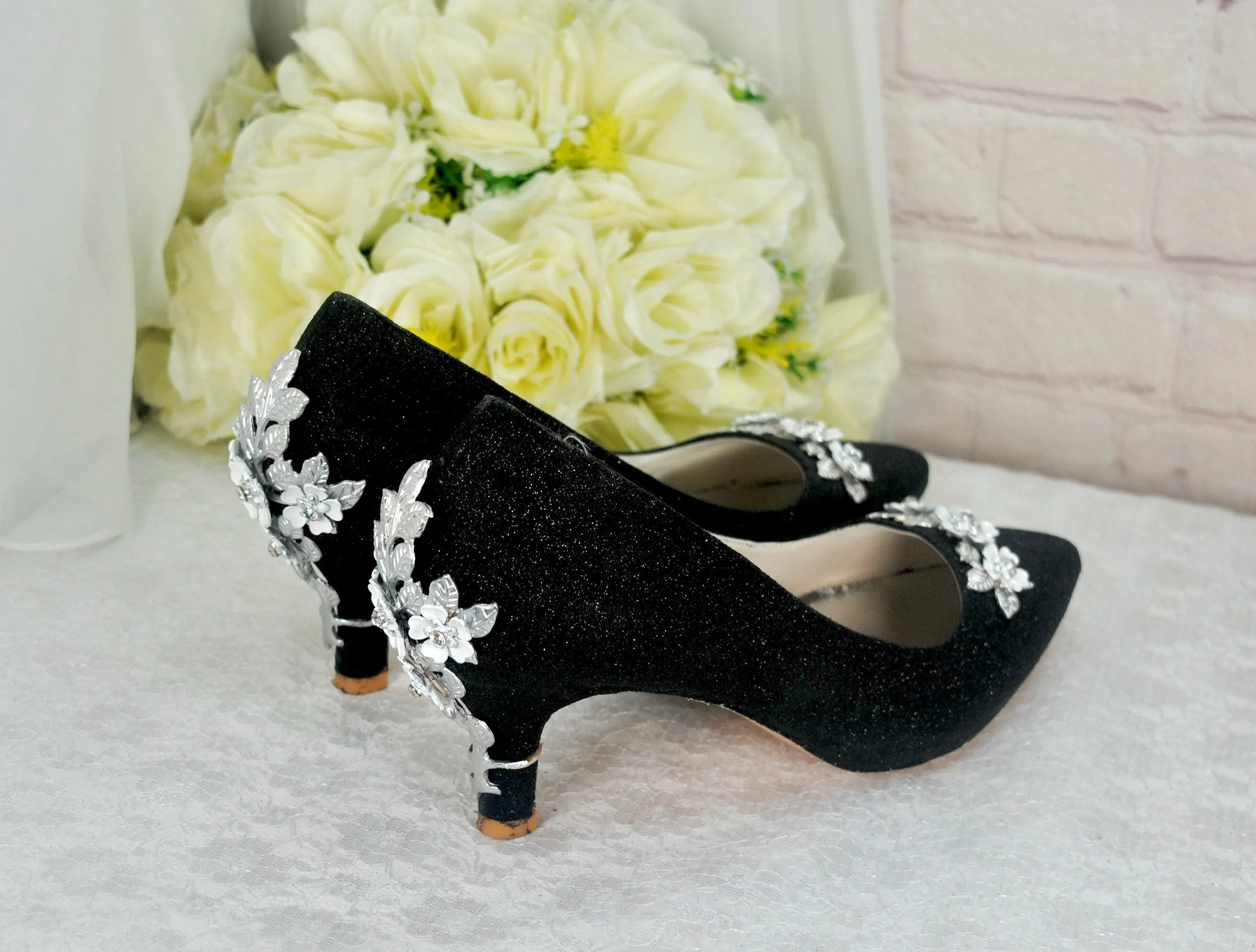 Glitter Shimmer Low Kitten Heel Bridal Pump