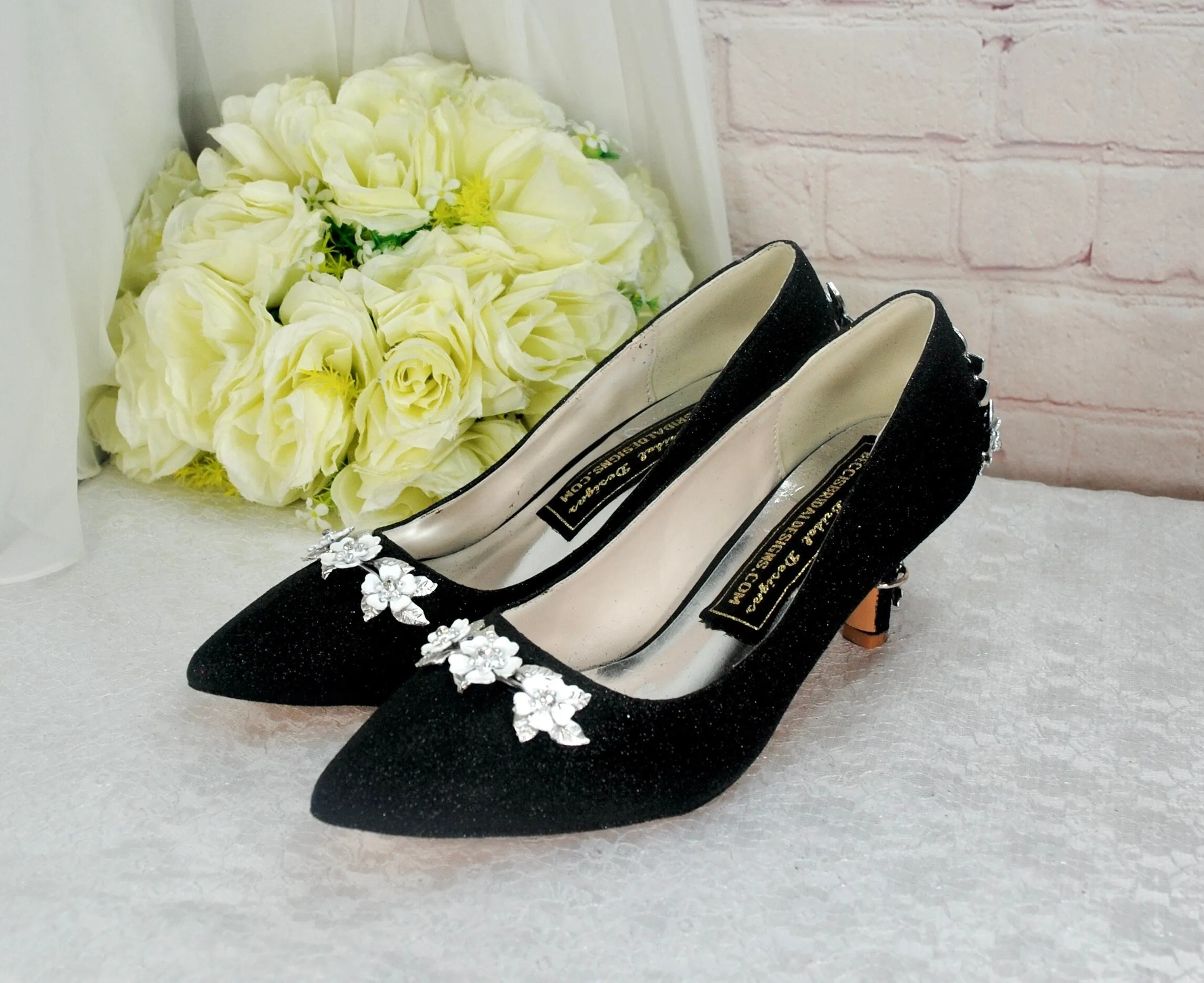 Glitter Shimmer Low Kitten Heel Bridal Pump