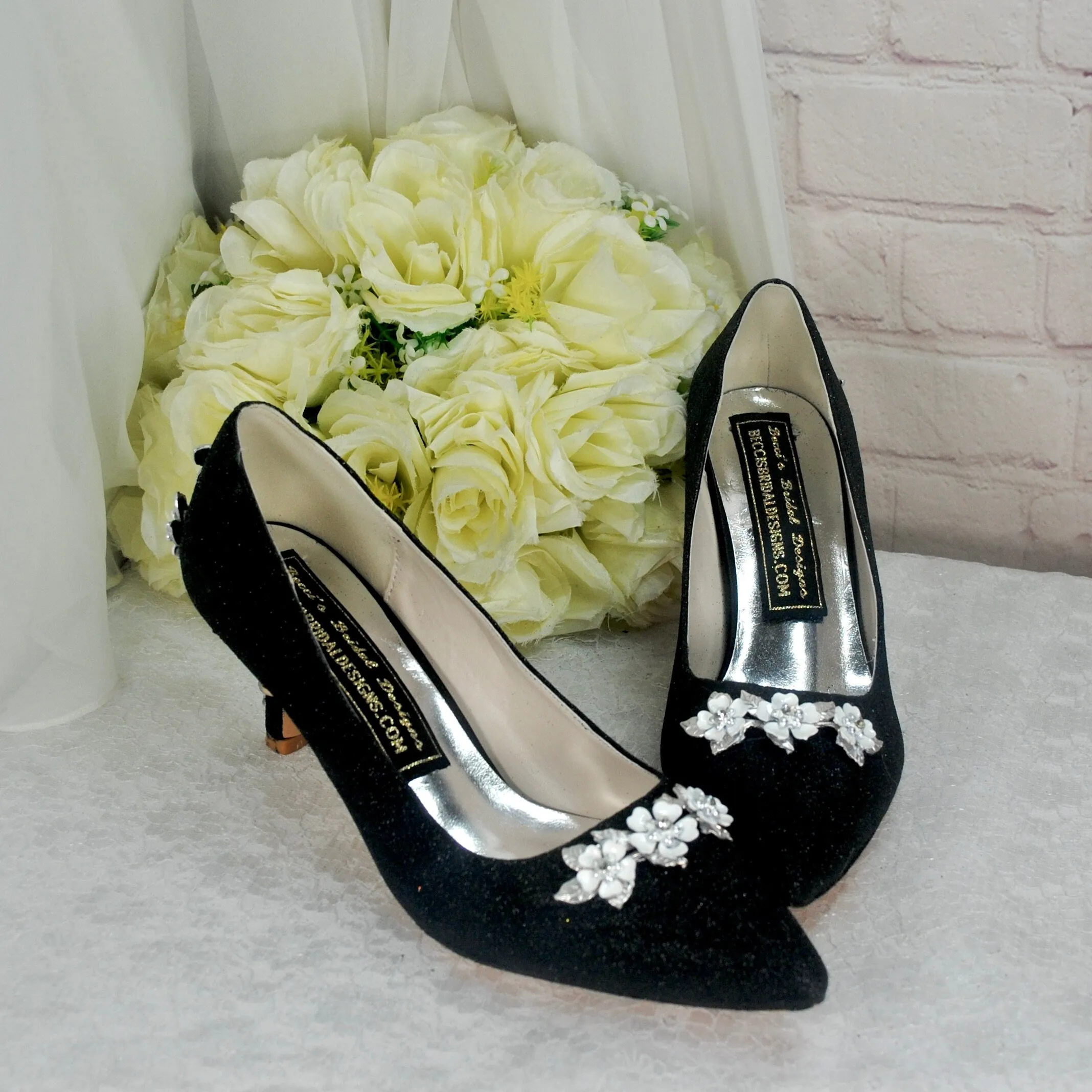 Glitter Shimmer Low Kitten Heel Bridal Pump