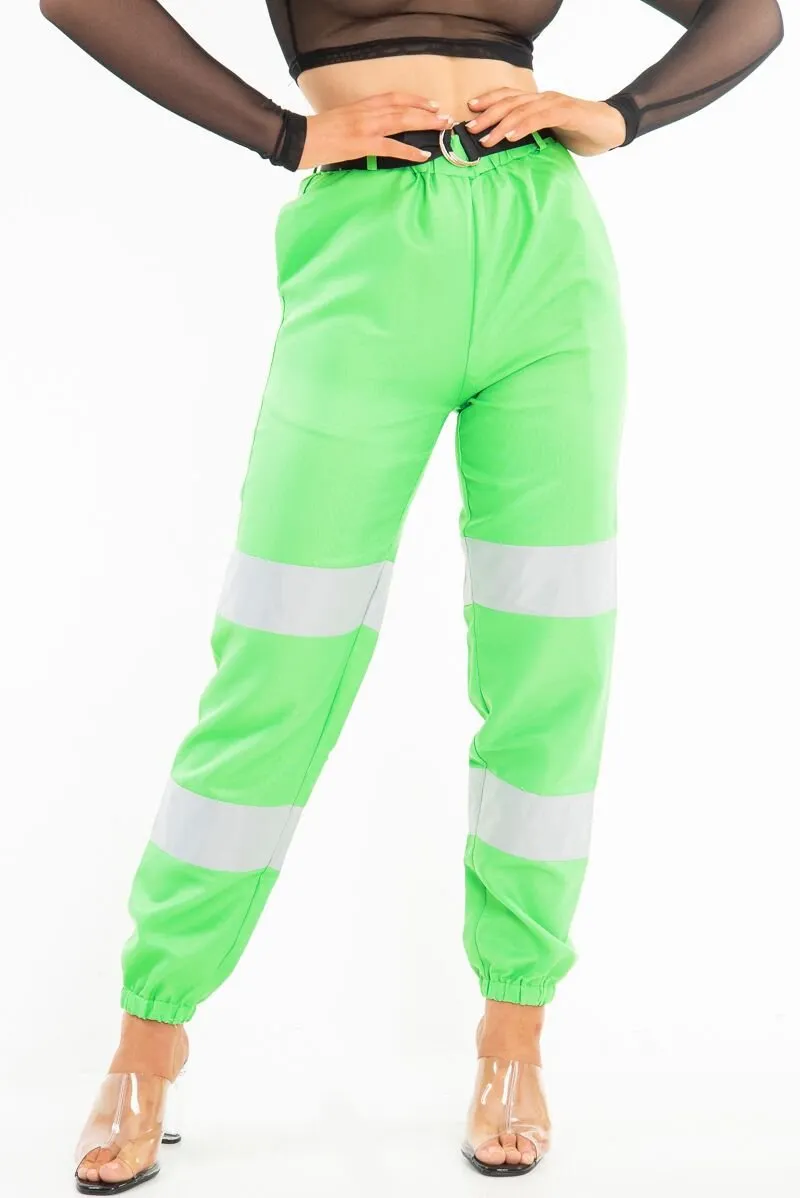 Green Reflective Belted Trousers - Gennie