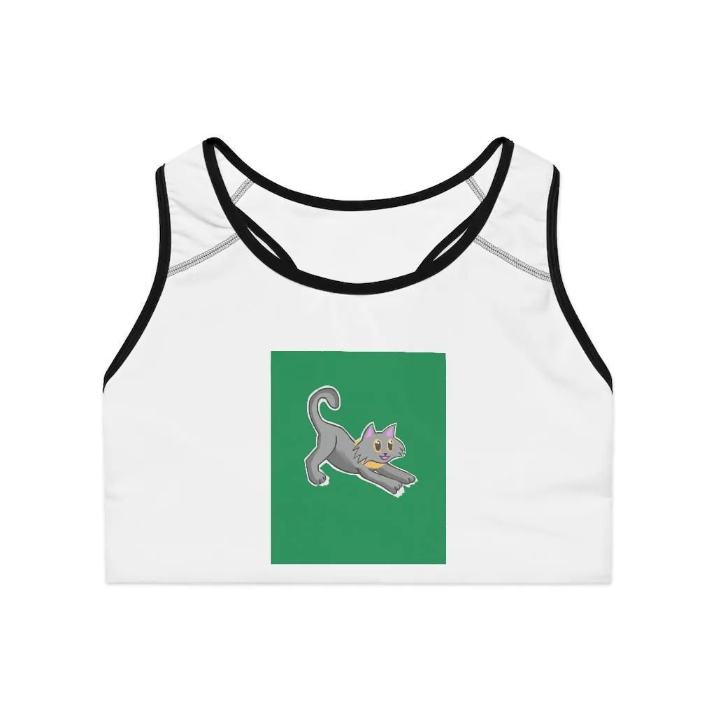 Grey Kitty Sports Bra (AOP)