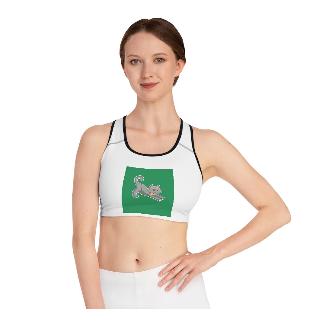 Grey Kitty Sports Bra (AOP)