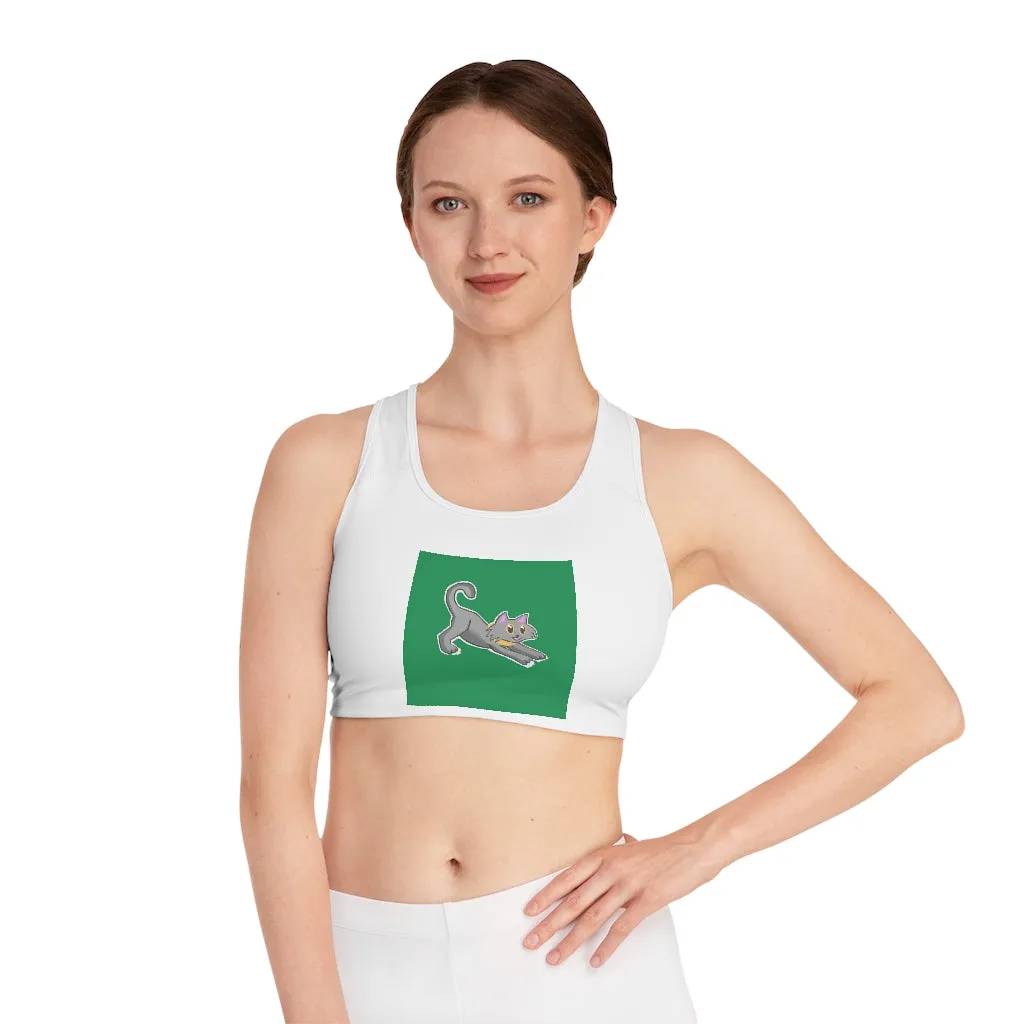 Grey Kitty Sports Bra (AOP)