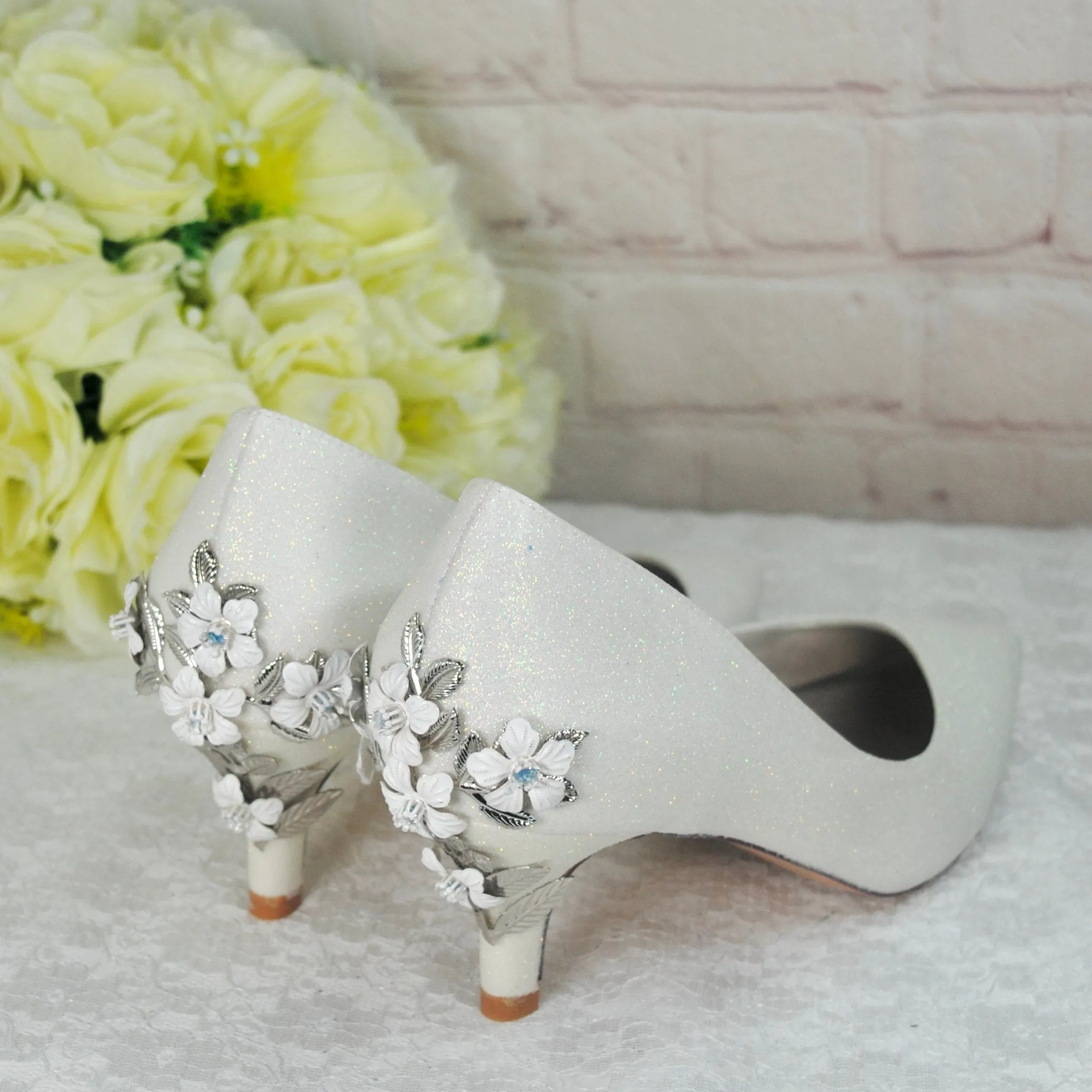 Ivory Shimmer Wedding Shoes UK3/US5.5