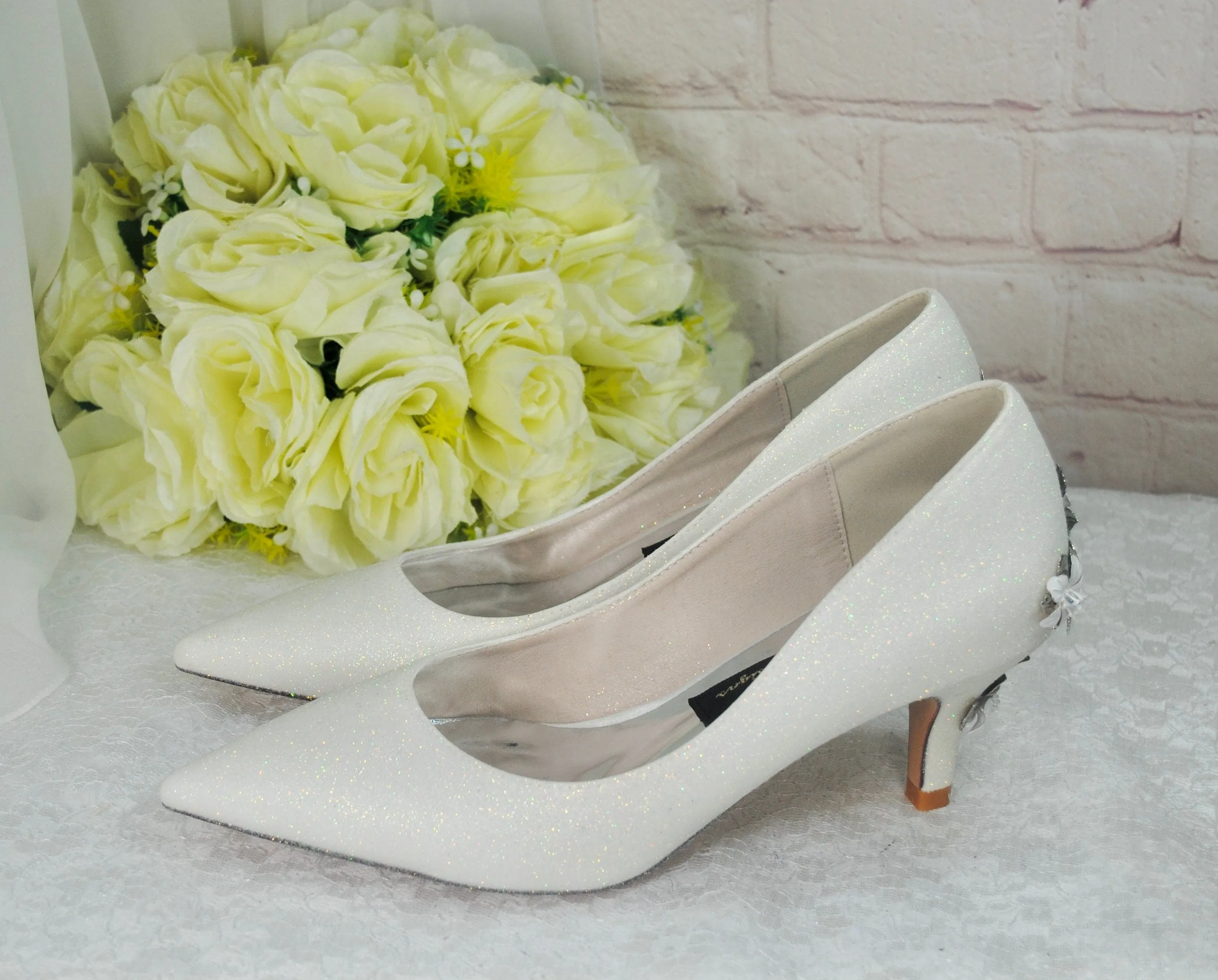 Ivory Shimmer Wedding Shoes UK3/US5.5