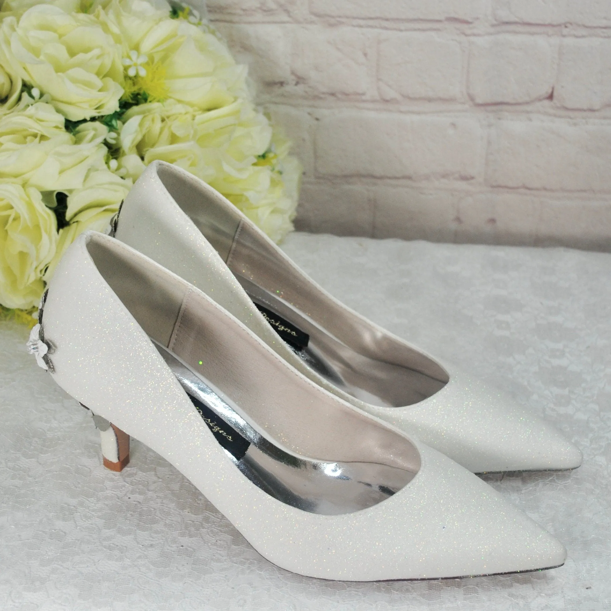 Ivory Shimmer Wedding Shoes UK3/US5.5