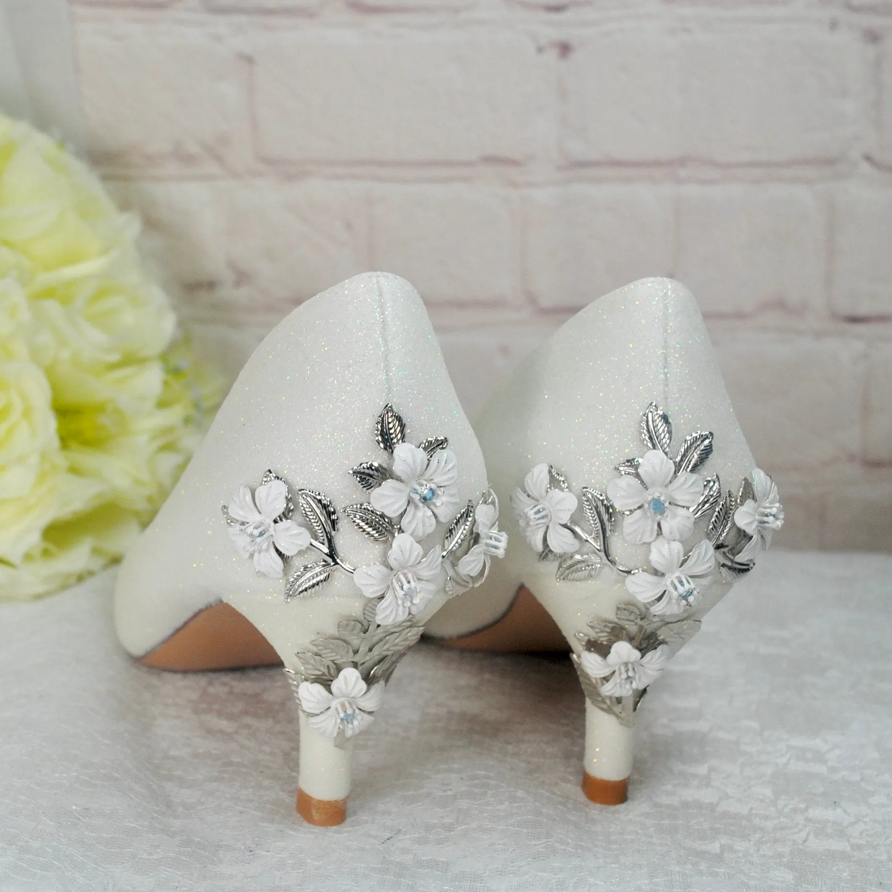 Ivory Shimmer Wedding Shoes UK3/US5.5