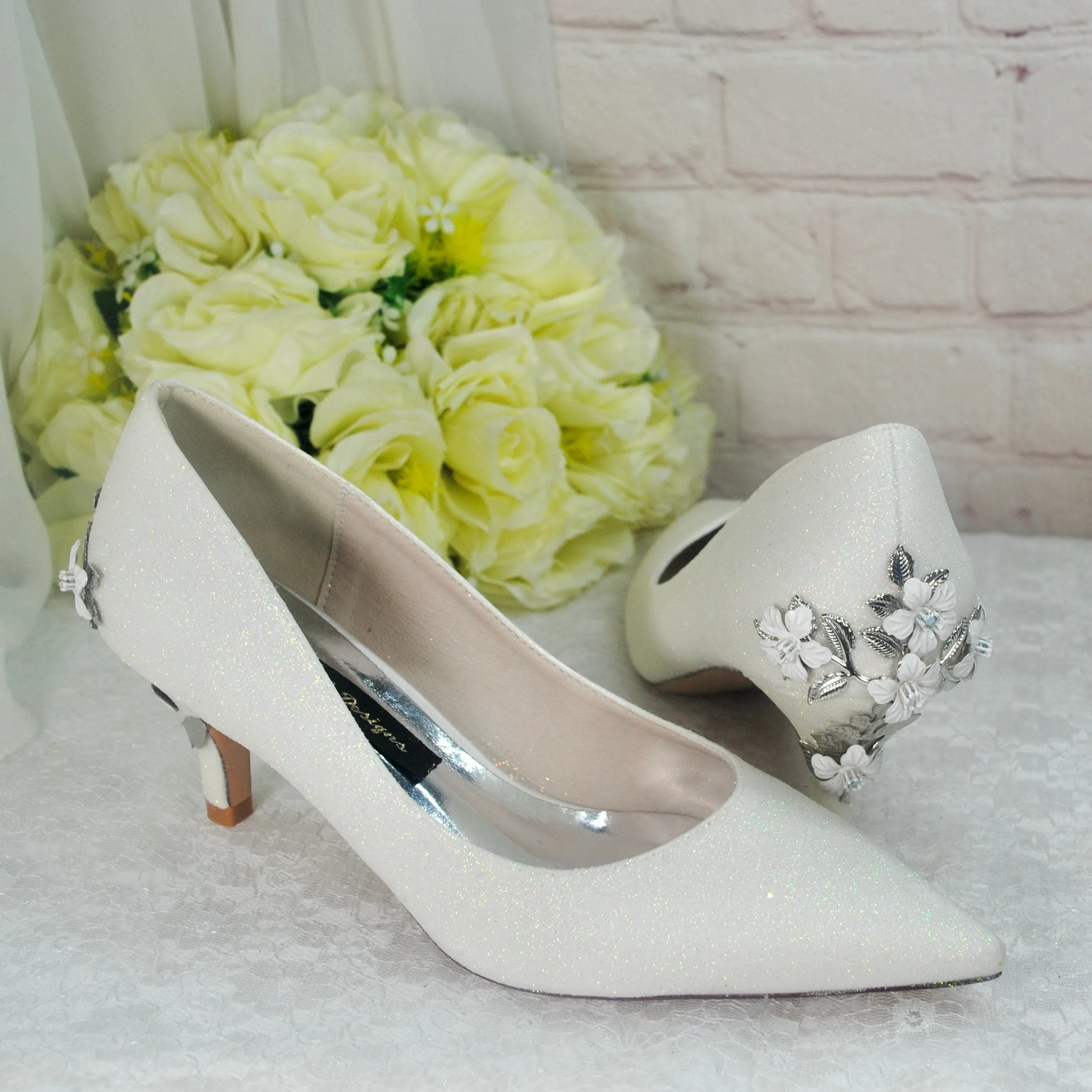 Ivory Shimmer Wedding Shoes UK3/US5.5