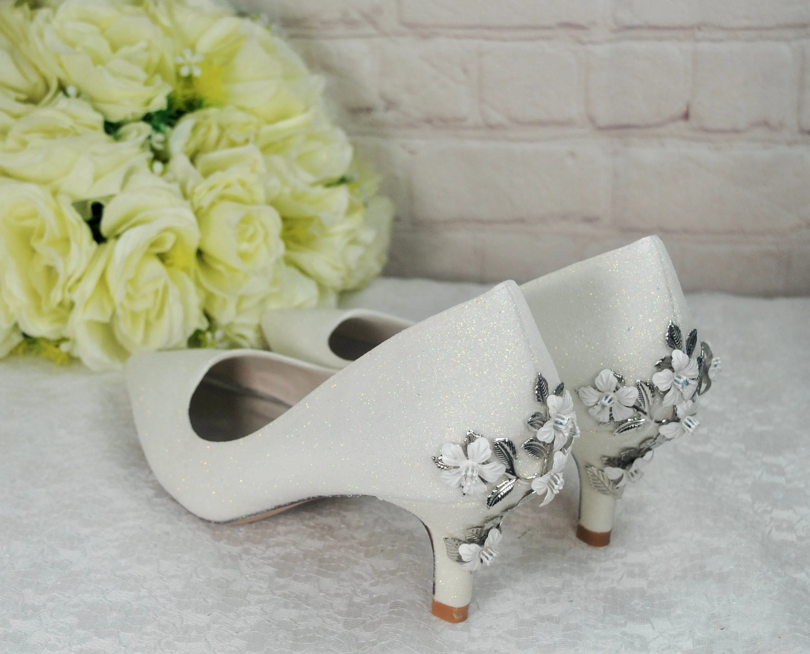 Ivory Shimmer Wedding Shoes UK3/US5.5