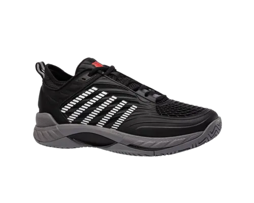 K-Swiss Men's Hypercourt Supreme 2 Black Steel Gray Firey Red Shoes