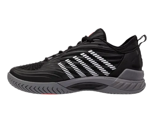 K-Swiss Men's Hypercourt Supreme 2 Black Steel Gray Firey Red Shoes
