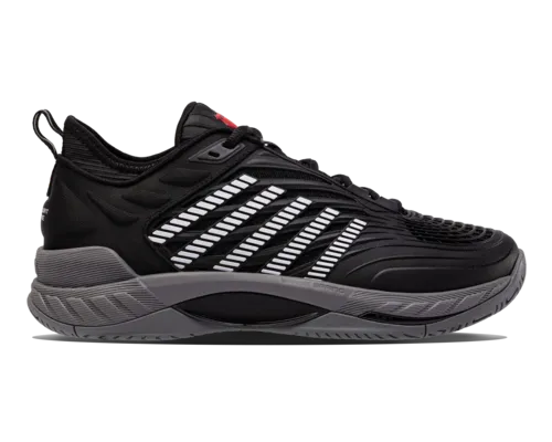 K-Swiss Men's Hypercourt Supreme 2 Black Steel Gray Firey Red Shoes