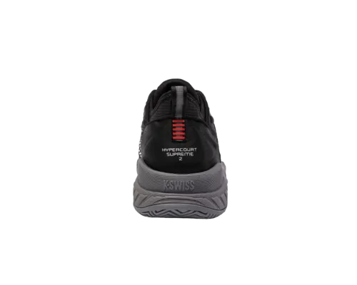 K-Swiss Men's Hypercourt Supreme 2 Black Steel Gray Firey Red Shoes