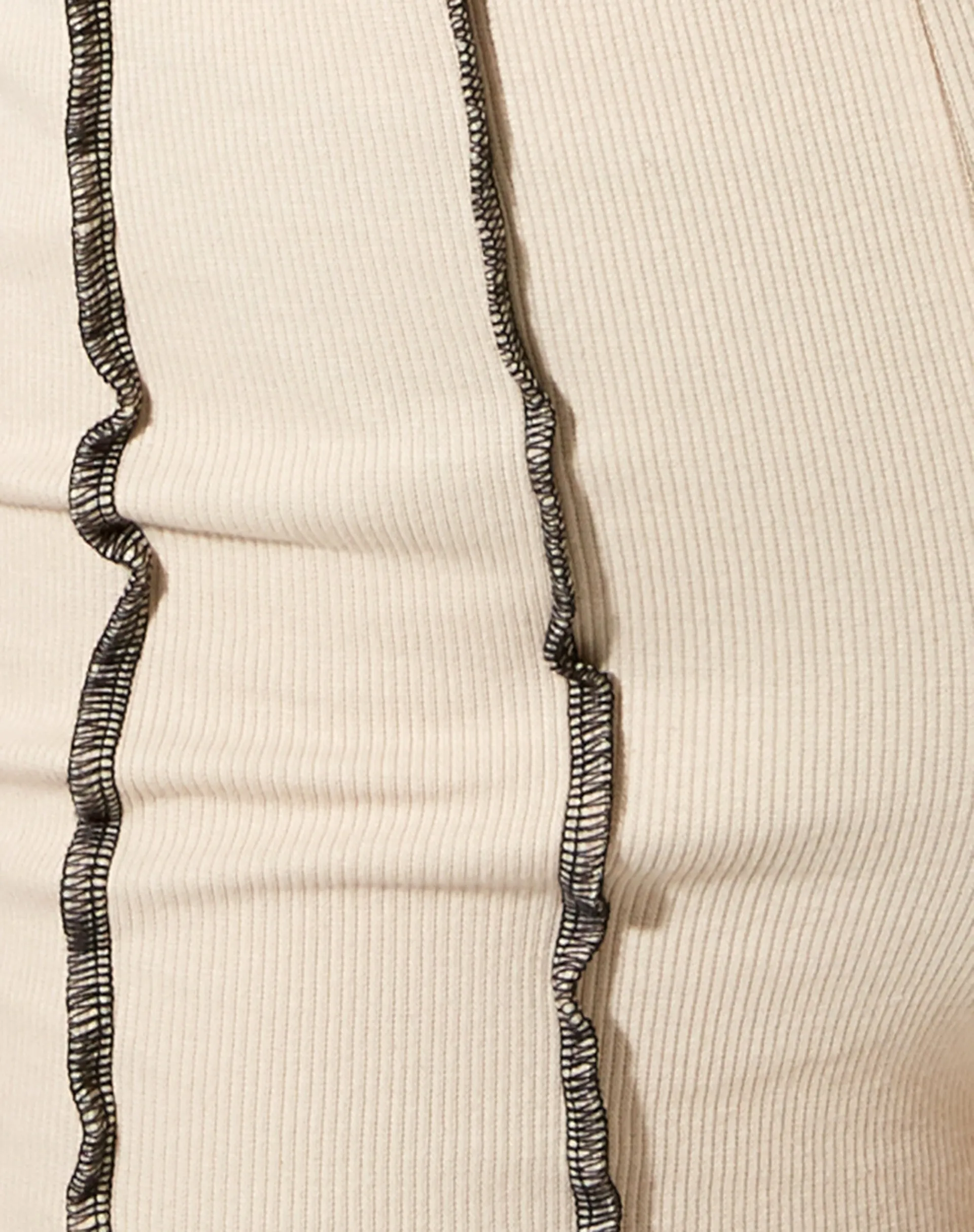 Kala Short in Rib Ecru with Black Stitching
