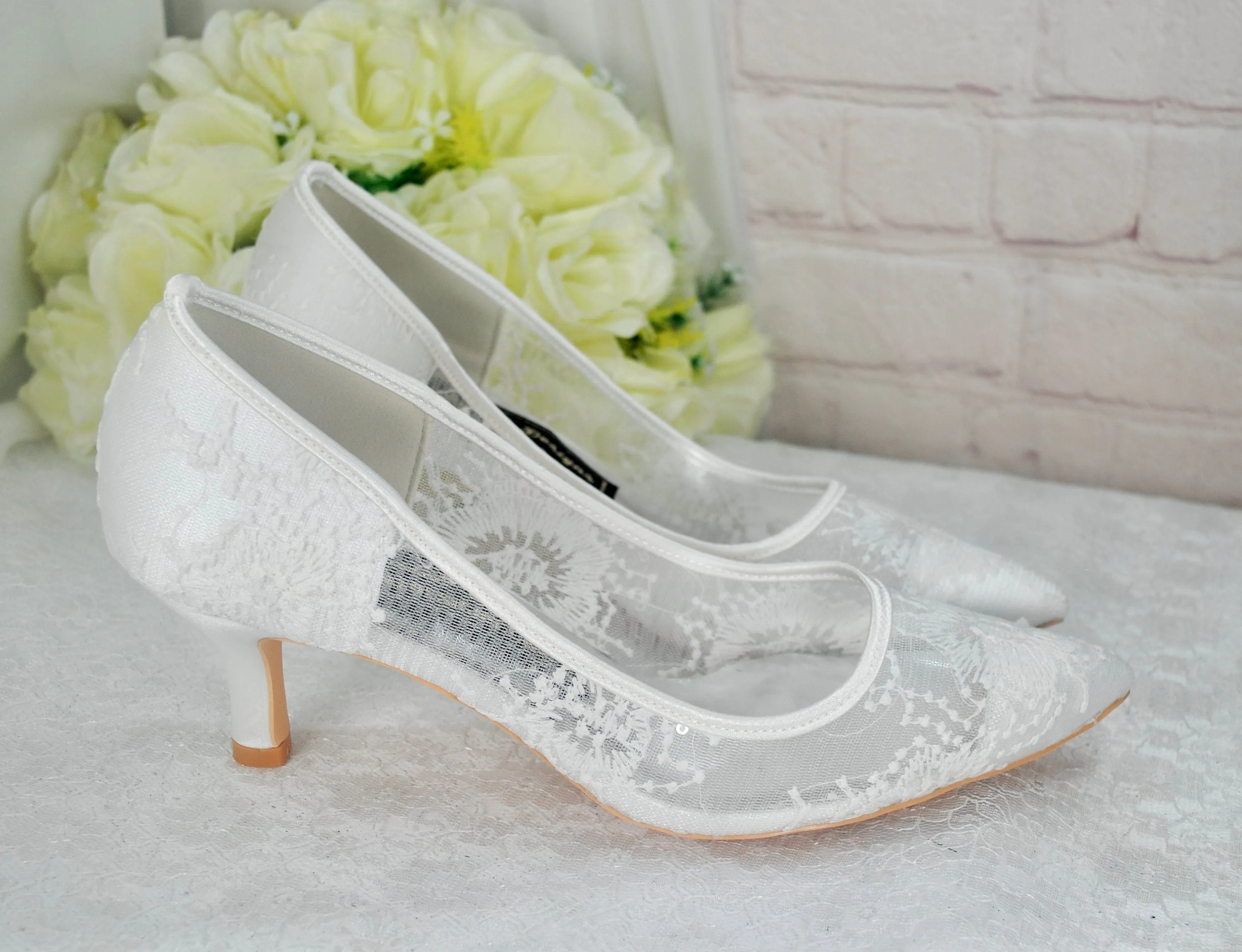 Kitten Heel Lace Bridal Shoes UK5/US7.5