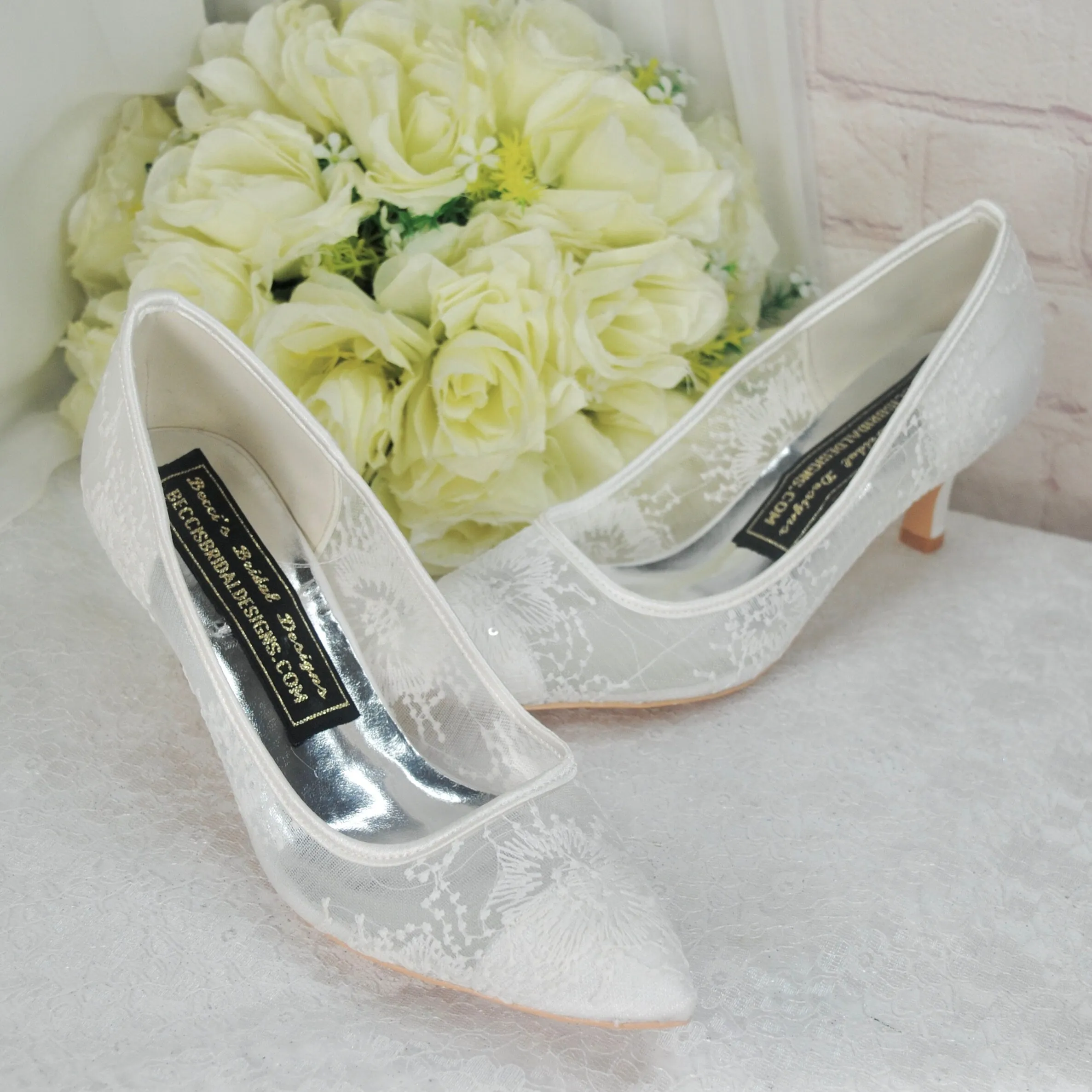 Kitten Heel Lace Bridal Shoes UK5/US7.5
