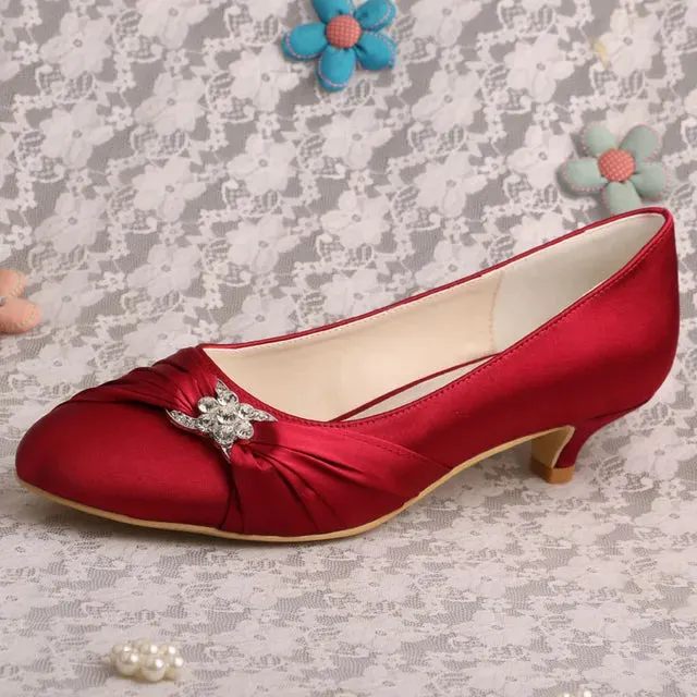 Kitten Heels - 4cm Heel Satin Bridal Shoes