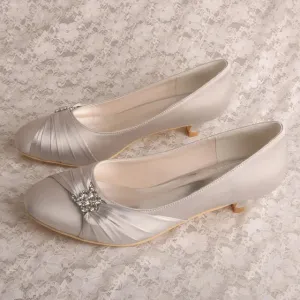 Kitten Heels - 4cm Heel Satin Bridal Shoes