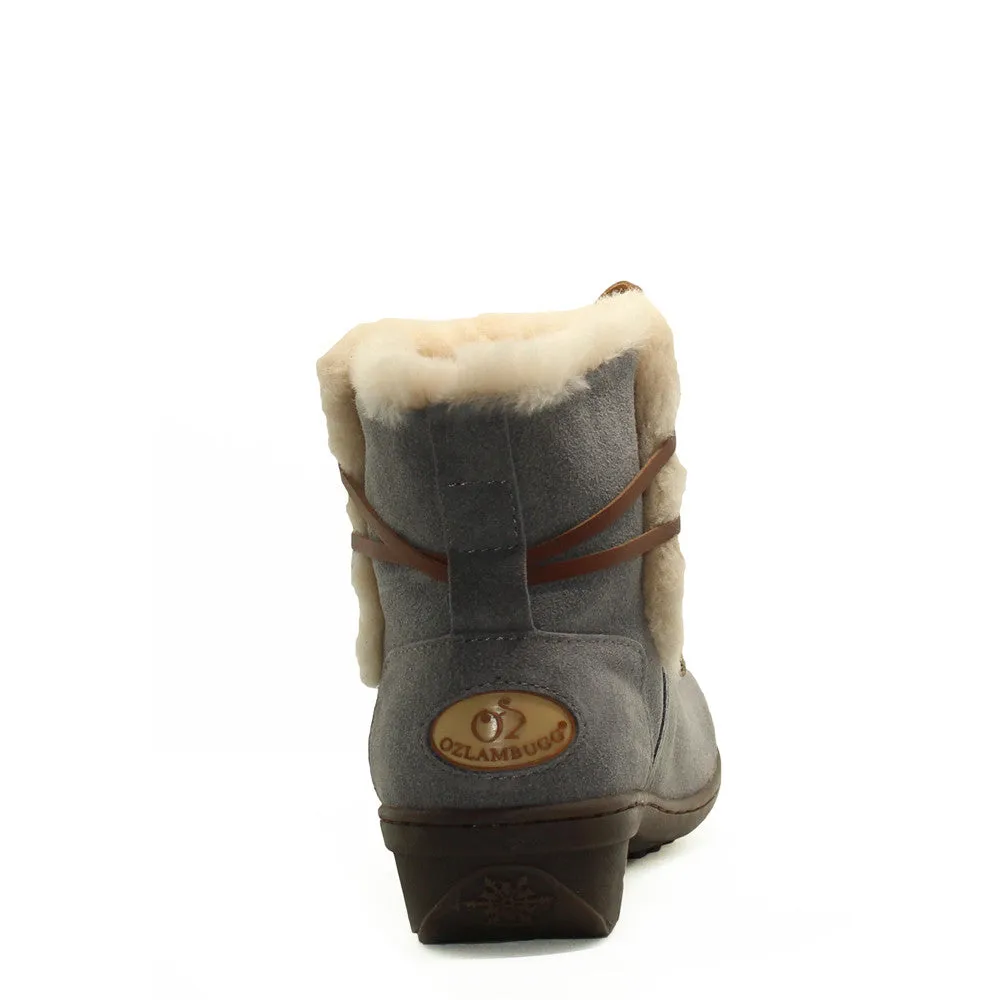 Lace Up Short Boots - Grey