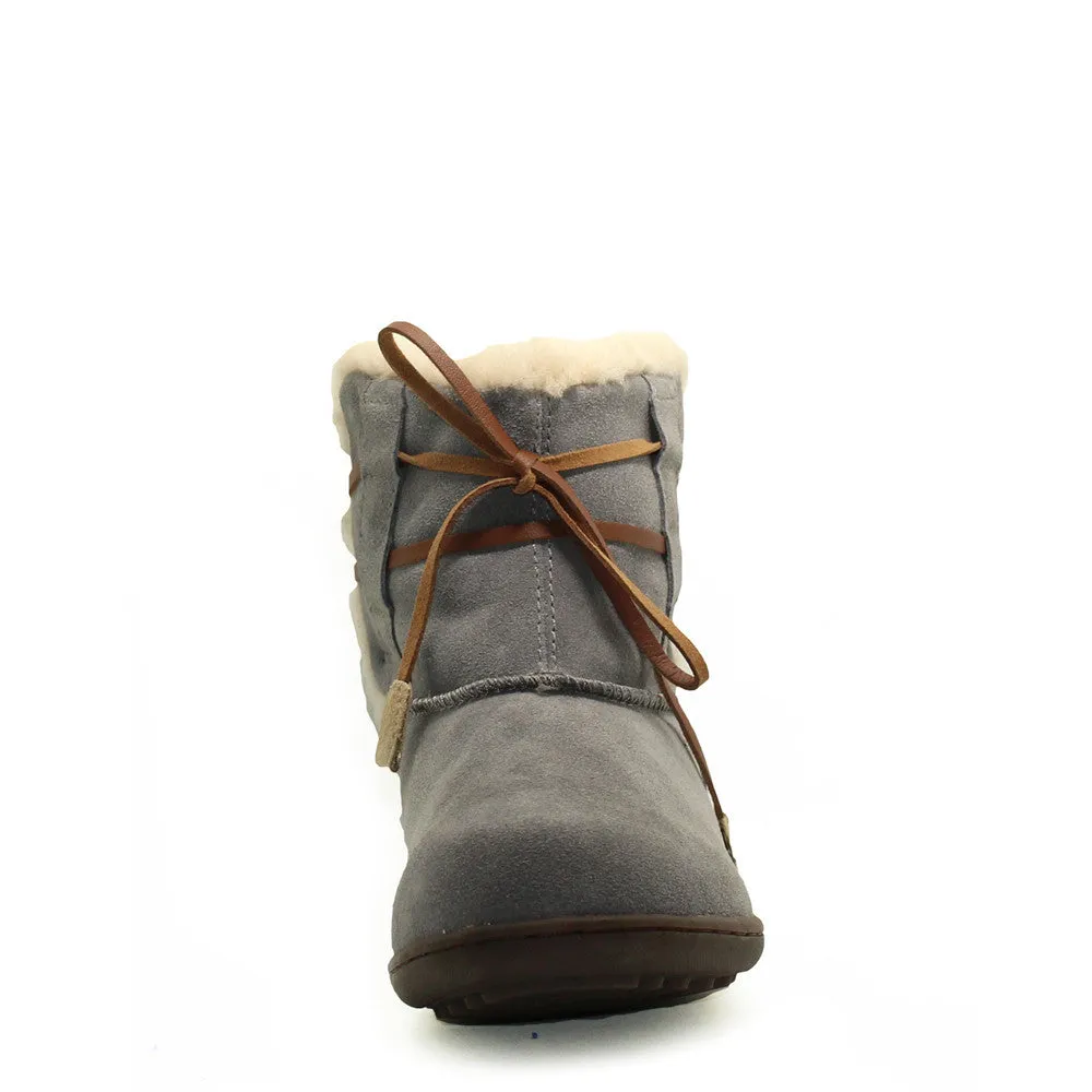 Lace Up Short Boots - Grey