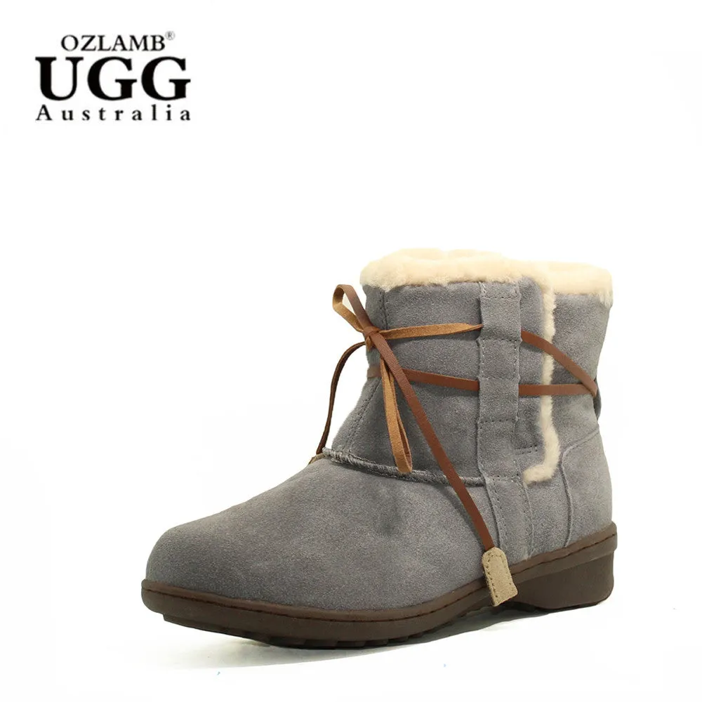 Lace Up Short Boots - Grey
