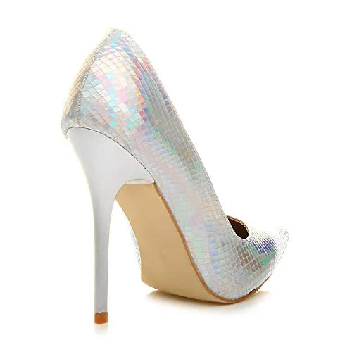 Ladies High Heel Pointed Contrast Smart Court Shoes